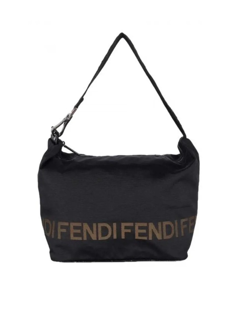 Fendi Black and Brown Logo Band Hobo Bag